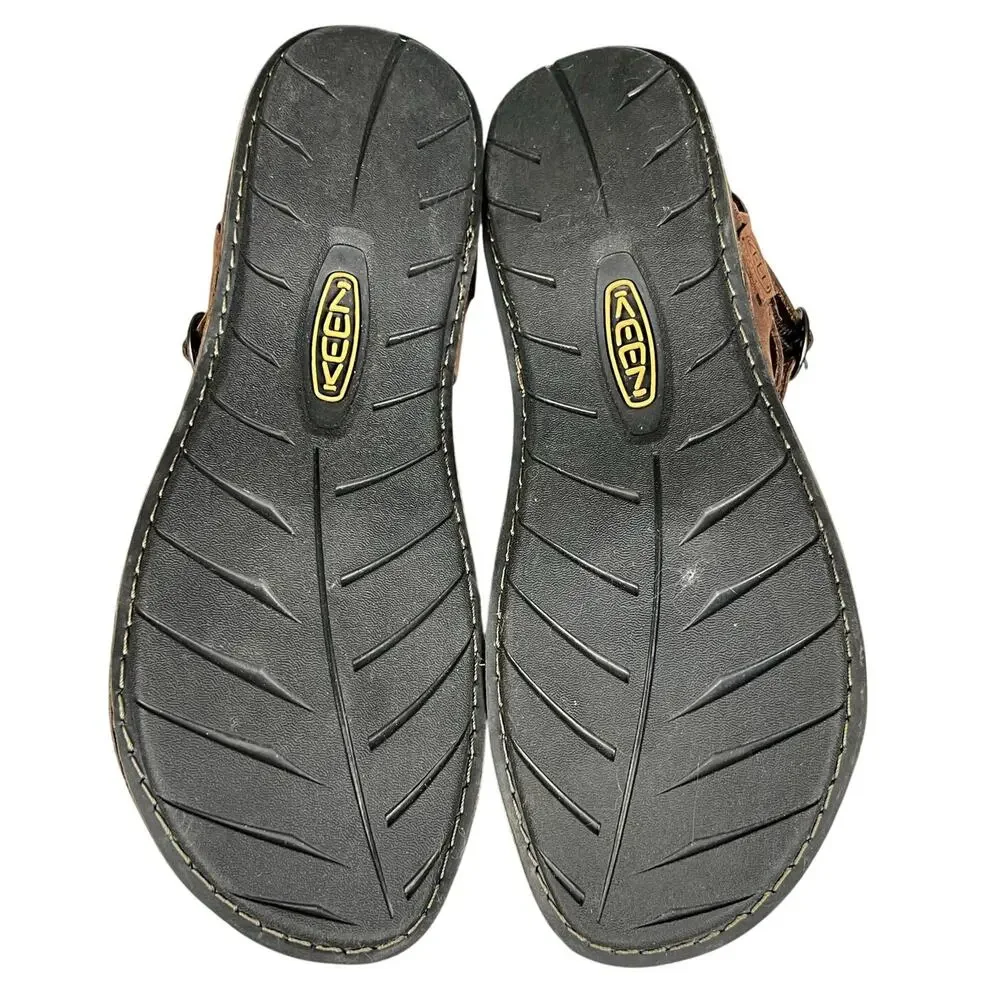 Keen Women’s Alman Brown Leather Slingback Thong Sandal Size US 10.5 - Picture 9 of 11